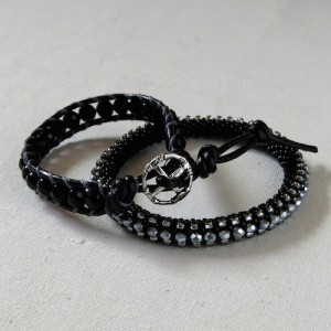 チャンルーブレス　天然石　オニキス　ビーズクロッシェ　