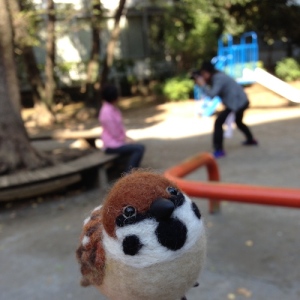 羊毛フェルト　すずめ