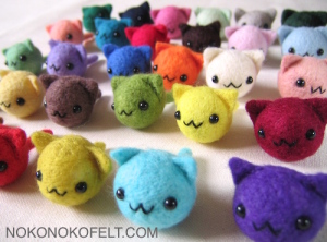 まるねこ　のこのこ　羊毛フェルト