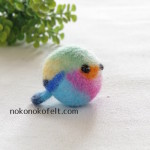 まんまることり　ライラックニジブッポウソウ　羊毛フェルト