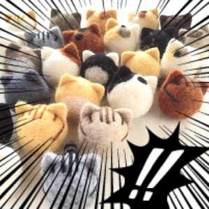 まるねこ　のこのこ　羊毛フェルト