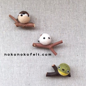 まんまることり　枝付きブローチ